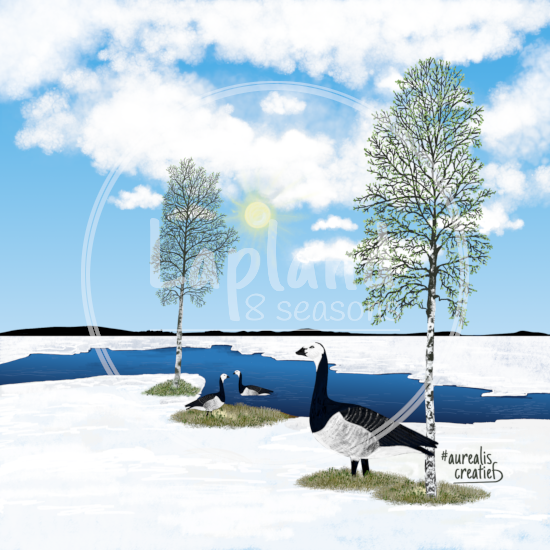 “Awaken” by Aurealis Creatief: green trees and returning birds along a Lapland river as the ice melts