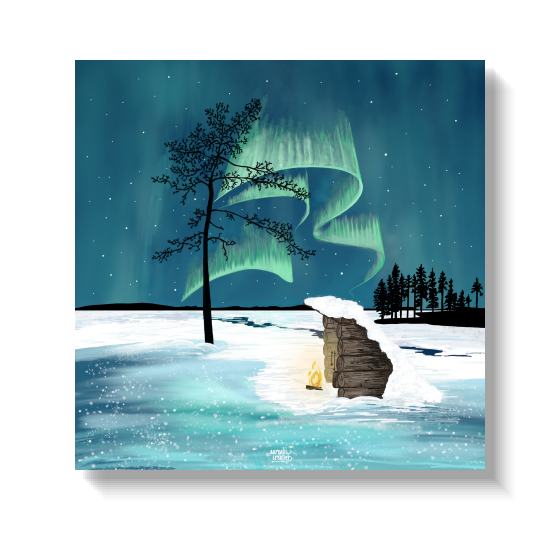 Arctic Campfire under the Northern Lights