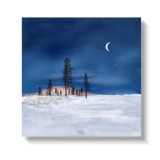 'Kaamos' by Aurealis Creatief — polar night twilight over a moonlit Lapland landscape