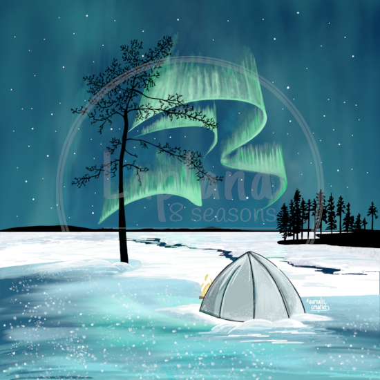 Kota Fire Under the Northern Lights by Aurealis Creatief — Sami kota fire under the green northern lights